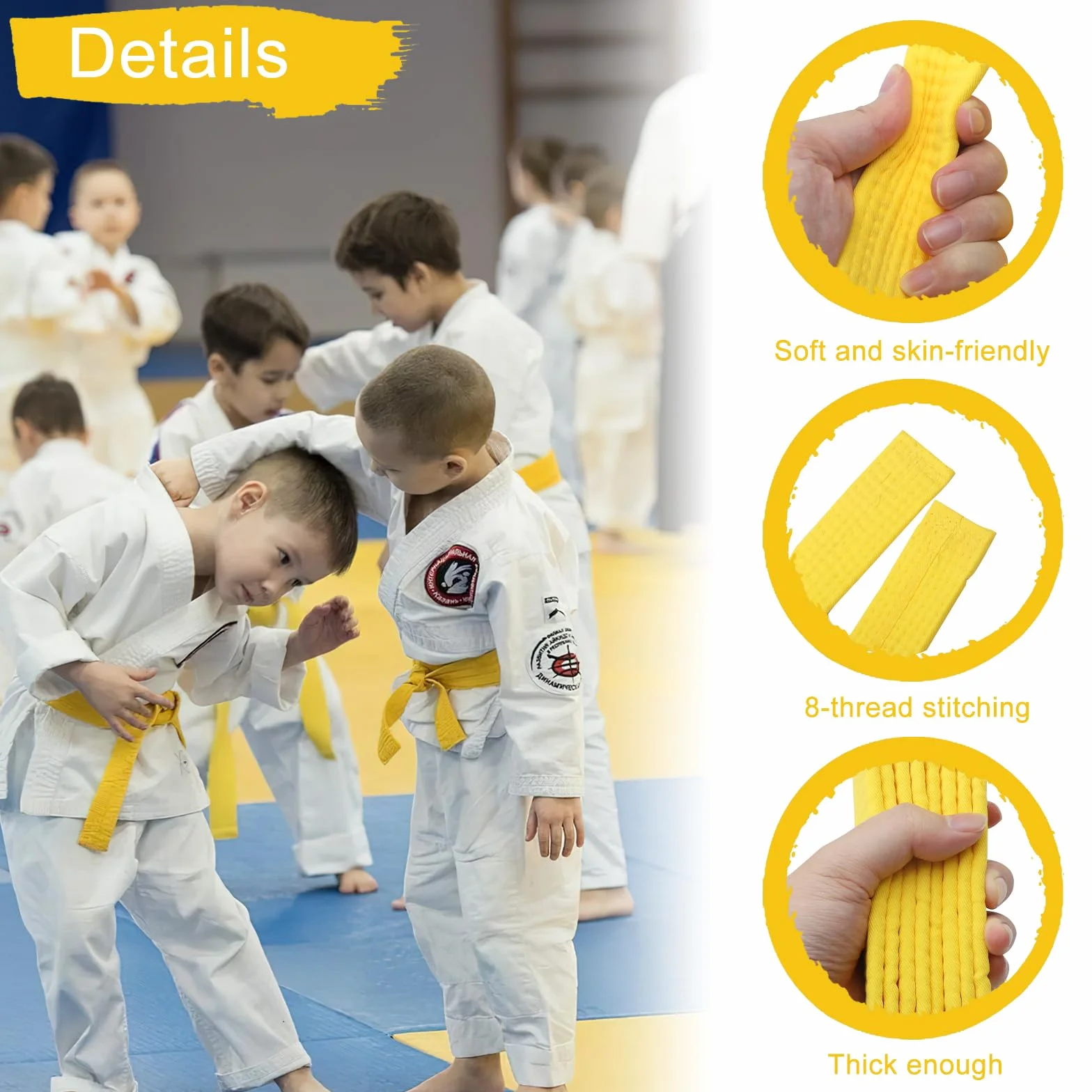 260 cm akcesoria do sportów walki, pasek taekwondo, pasek judo karate, pasek do karate, karate, judo, taekwondo, profesjonalny pasek do karate aikido dla dzieci i dorosłych, pas do sportów walki