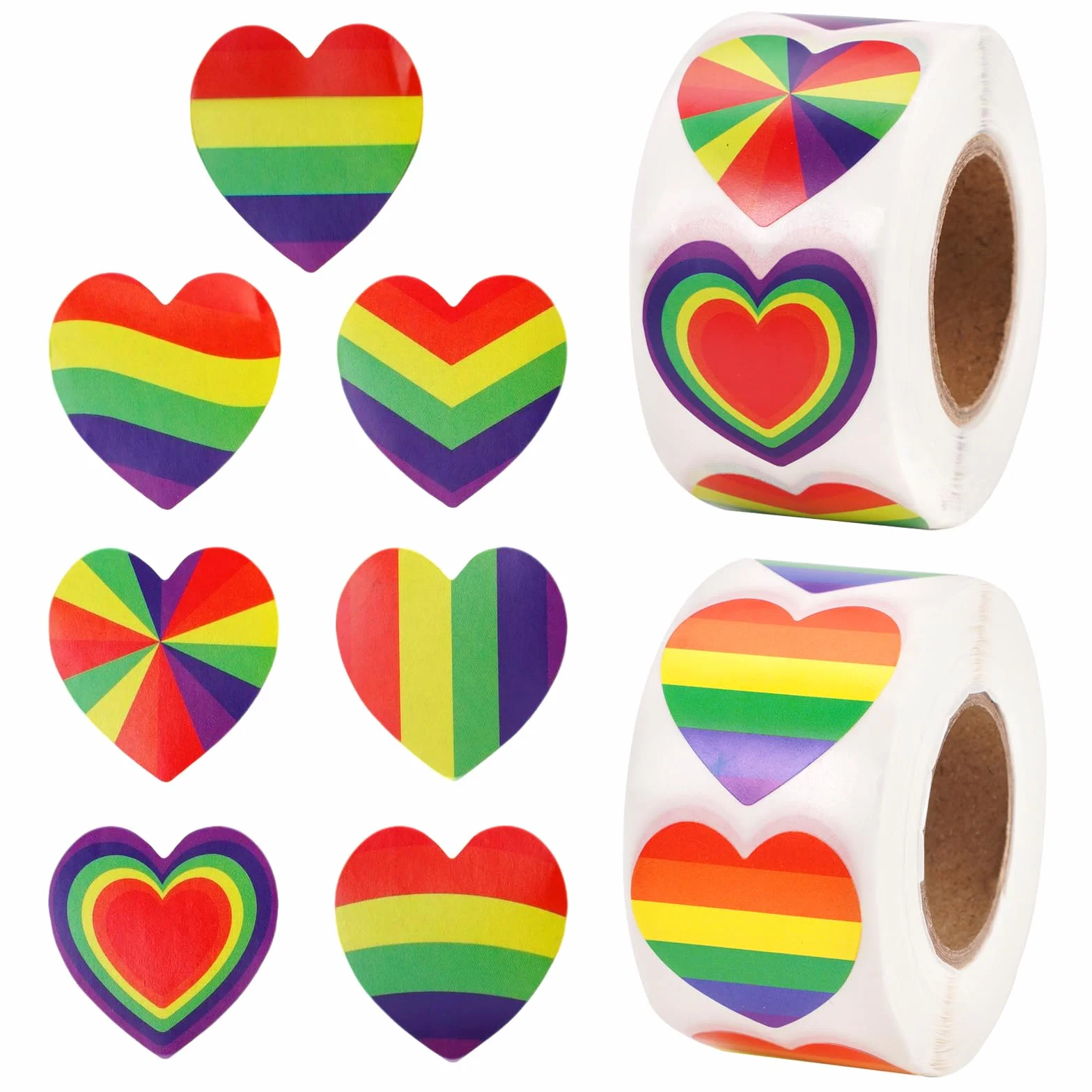 1000 sztuk naklejek Pride w kształcie serca, 2,5 cm, naklejki Pride, tęczowe paski, naklejki w kształcie serca, naklejki tęczy, naklejki LGBTQ Pride, tęczowe naklejki na miesiące, imprezę i paradę