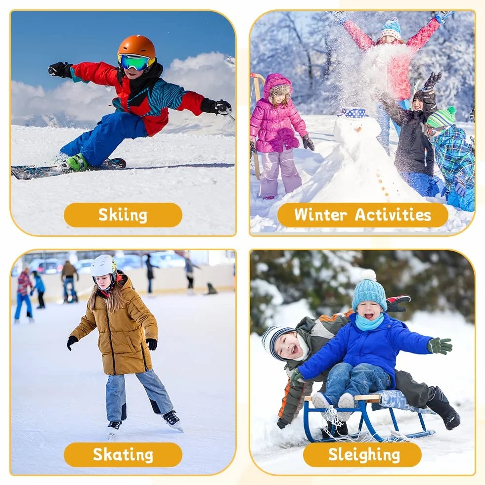 findway Dziecięce skarpety narciarskie z wełny merynosów (2 lub 3 pary) zimowe ciepłe skarpety, snowboard skarpety termiczne dla chłopców i dziewcząt w wieku 3-16 lat
