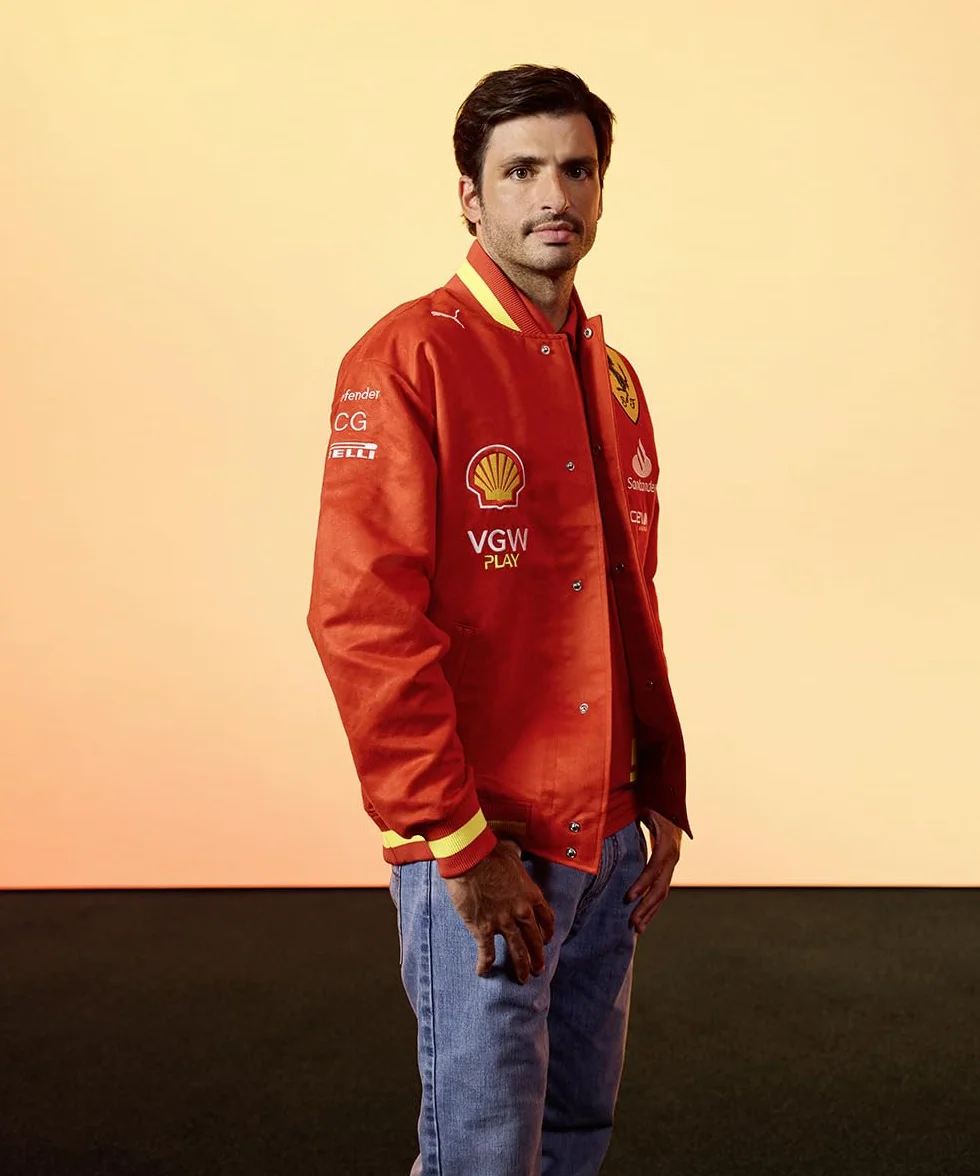 PUMA Scuderia Ferrari 2024 męska czerwona spalona kurtka kolegialna