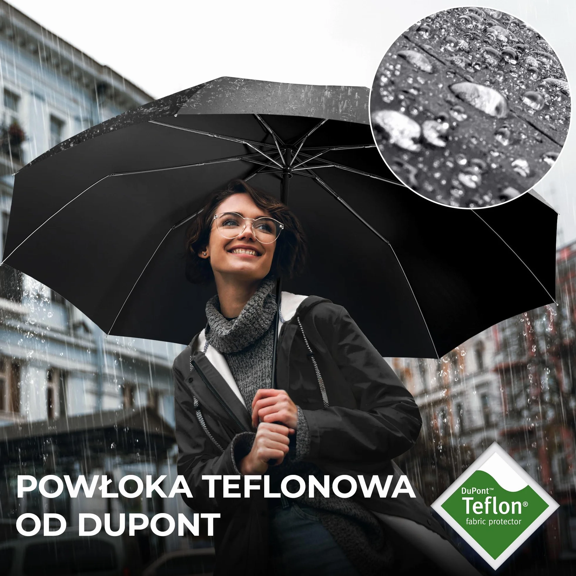 Parasol Kieszonkowy Burzowy + Otwieranie-Zamykanie Automatyczne & Torba | Mężczyźni Kobiety Dzieci Podróżny - Kompaktowy Stabilny, Teflonowy Wiatro- I Deszczoodporny | Golfowy