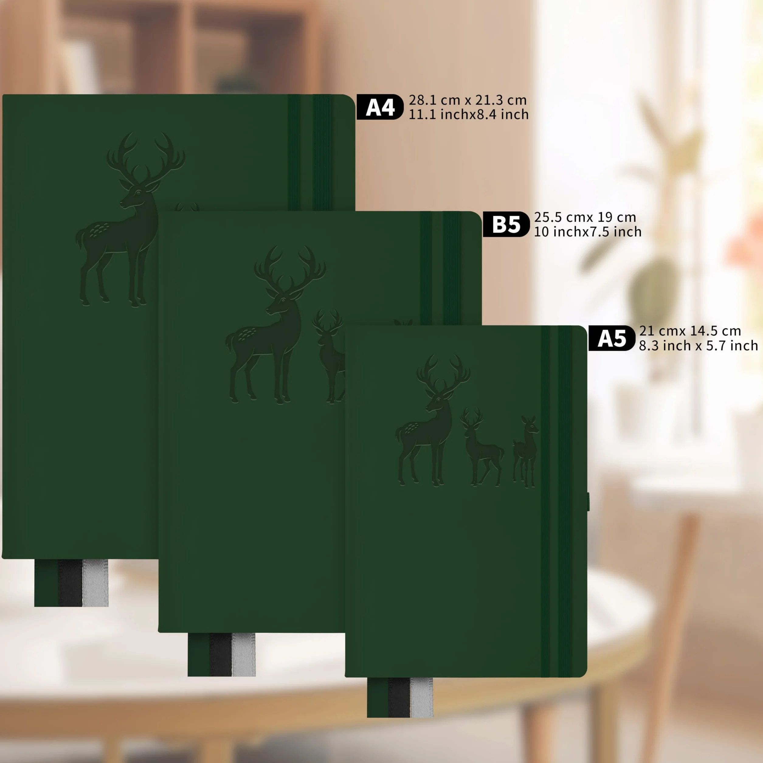 Notatnik A5 w linie, Bullet Journal A5 Gruby notatnik, 360 stron,papier w linie o gramaturze 100 g / m2 dla kobiet, mężczyzn, biurowy pamiętnik szkolny, 14,5 x 21 cm - zielony