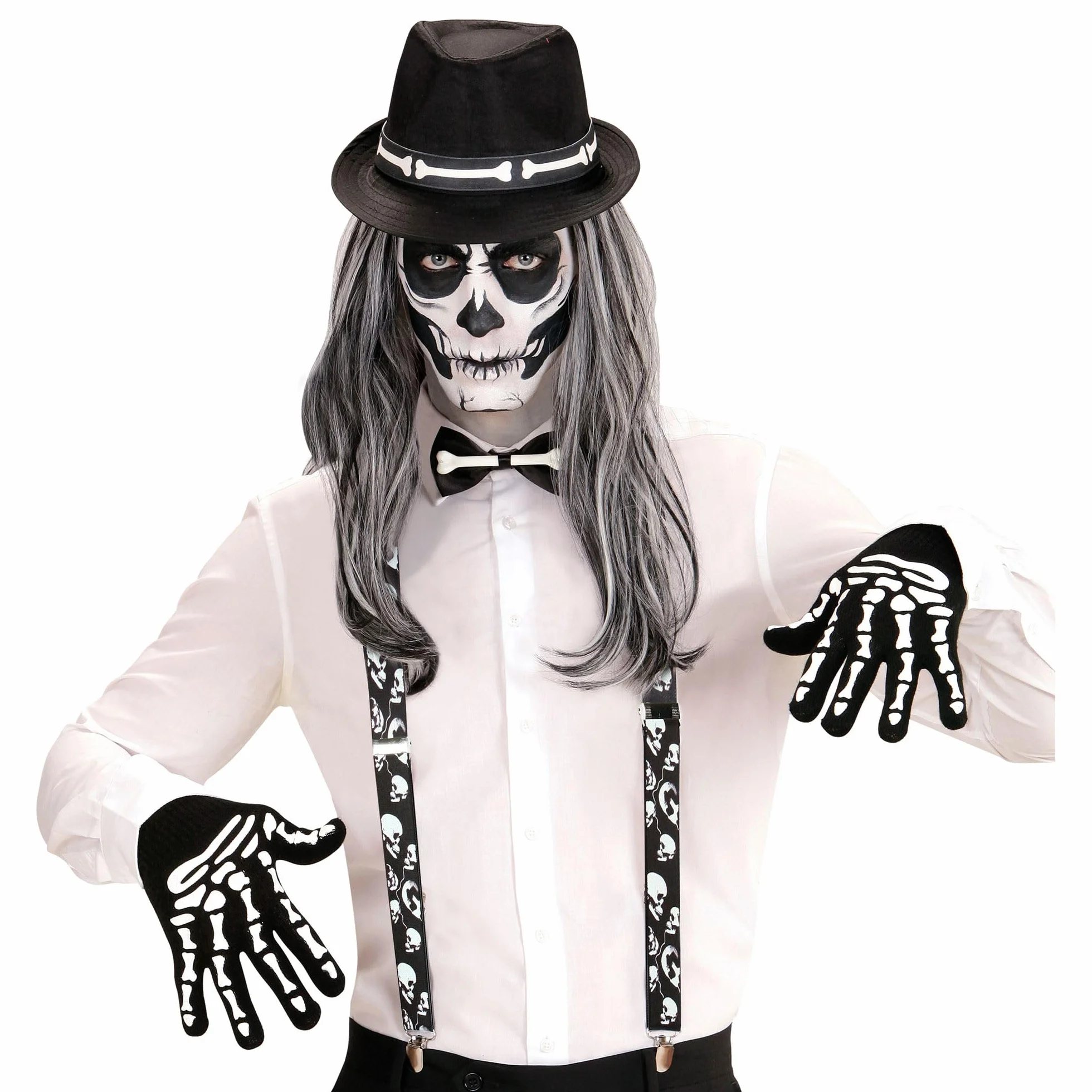 W WIDMANN MILANO Party Fashion – szelki z motywem czaszek, regulowane, dodatek do kostiumu na Halloween i karnawał
