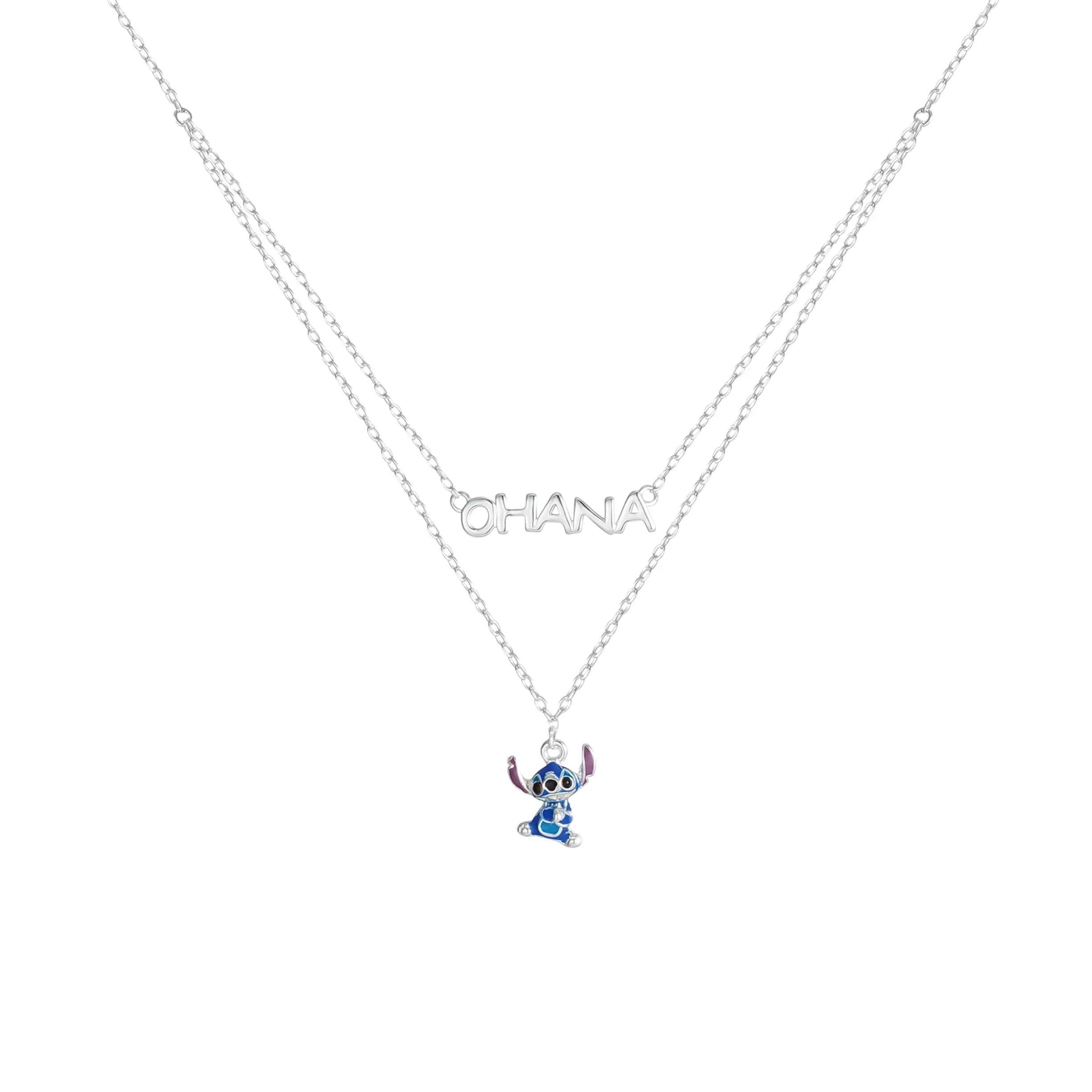 Disney Naszyjnik Stitch Ohana, Rozmiar uniwersalny, Srebro