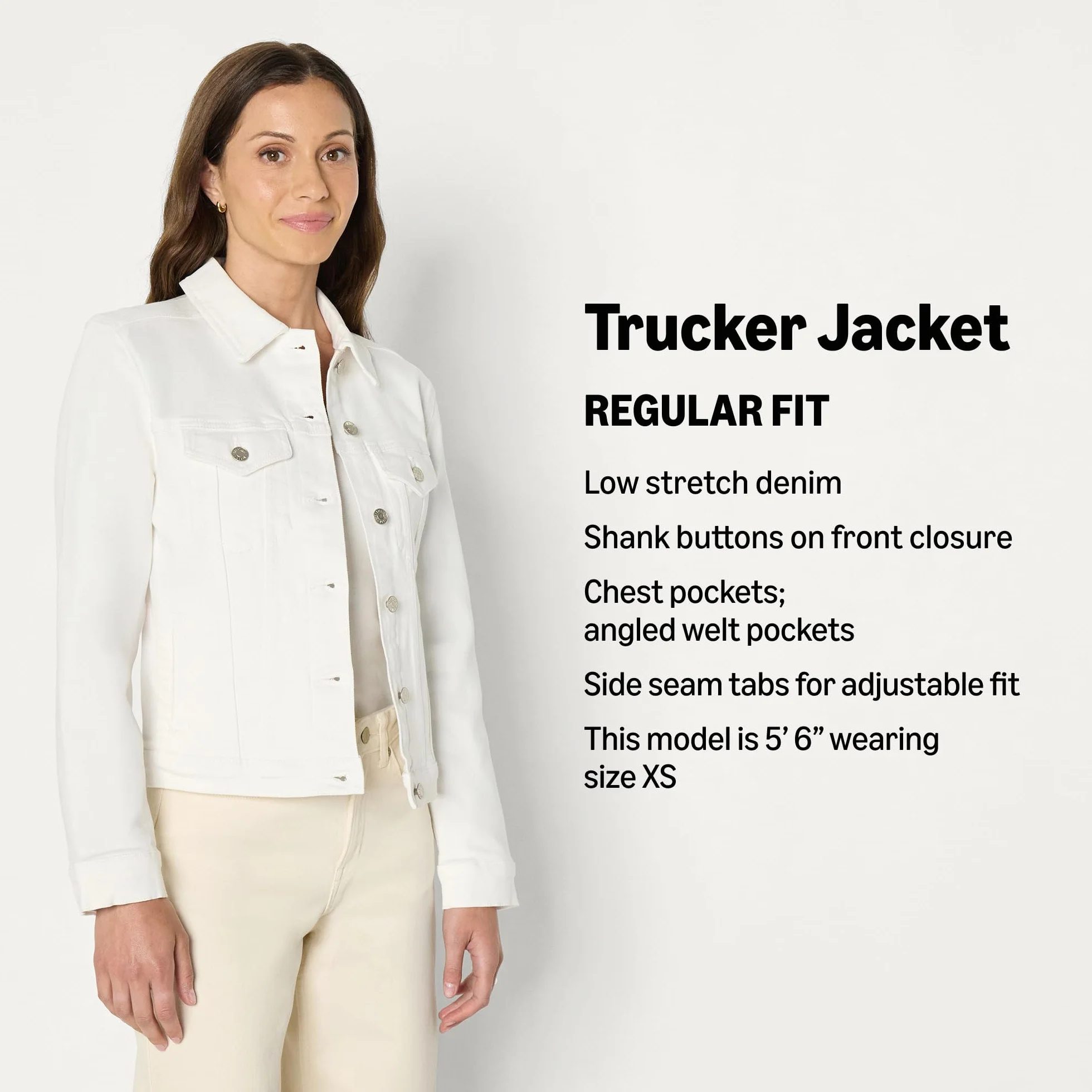 Amazon Essentials Damska kurtka typu trucker o regularnym kroju z niskim stretchem i guzikami z przodu